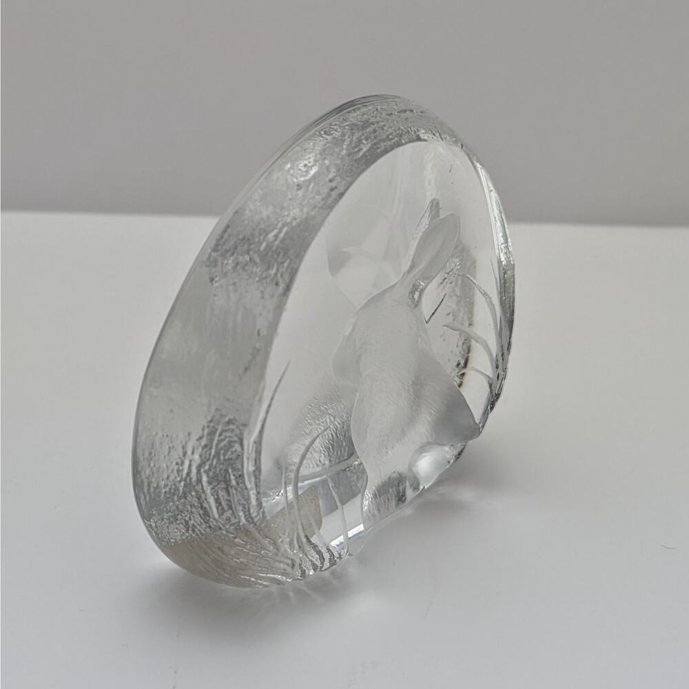 Mats Jonasson Sweden Signed Crystal Rabbit Paperweight Figurine Easter Bunny - Picture 9 of 12